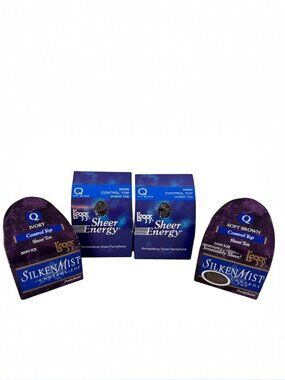 4 Pair L'eggs Leggs Sheer Energy & Silken Mist Pantyhose Q Queen Size